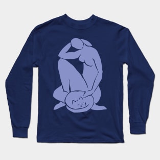 Woman petting cat - Matisse Style | Valentines Day Long Sleeve T-Shirt